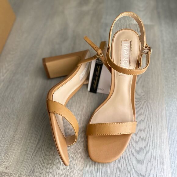 Mango Genuine Leather Sandals Heels - Picture 13 of 16